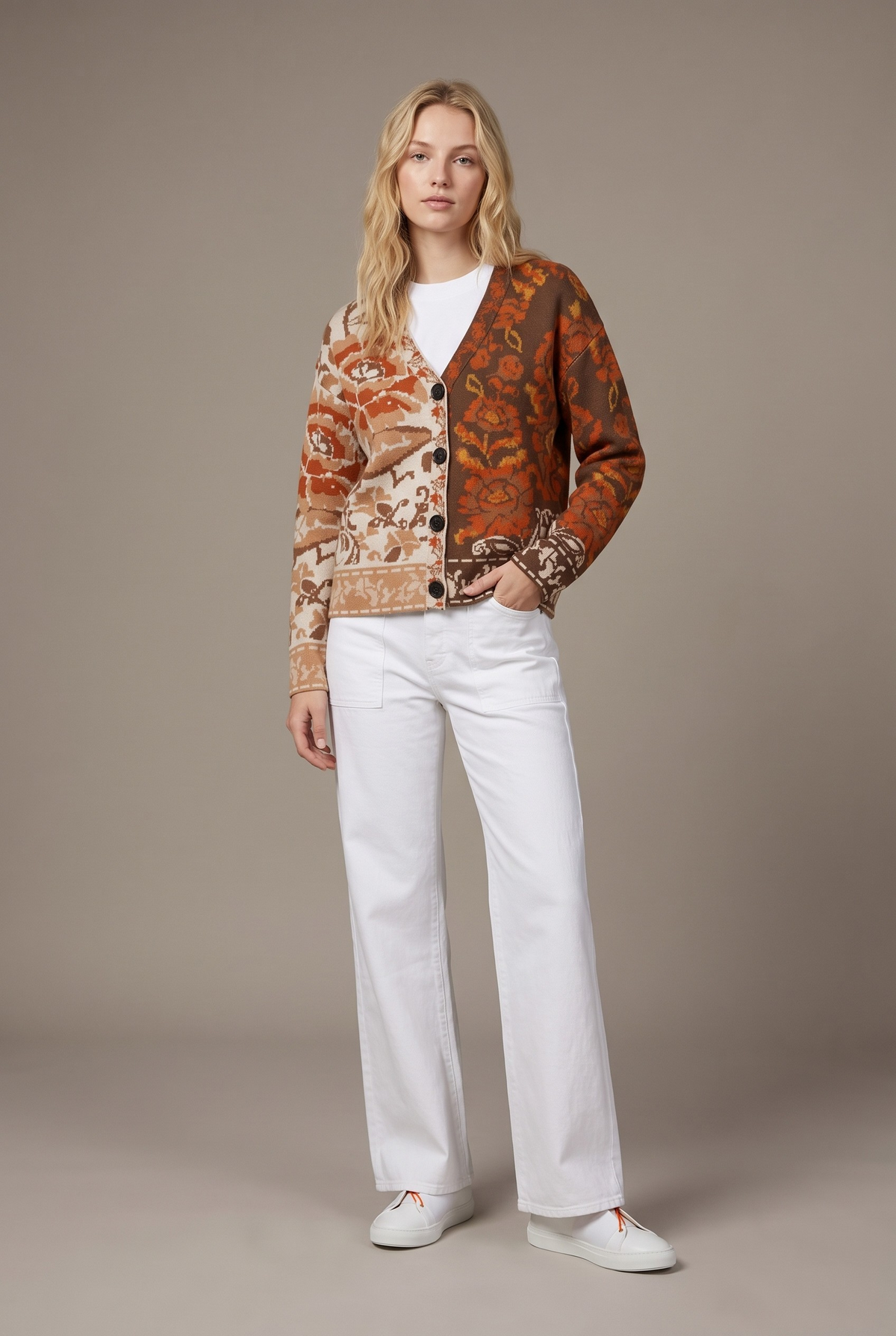 Terracotta Mixed Floral Cardigan