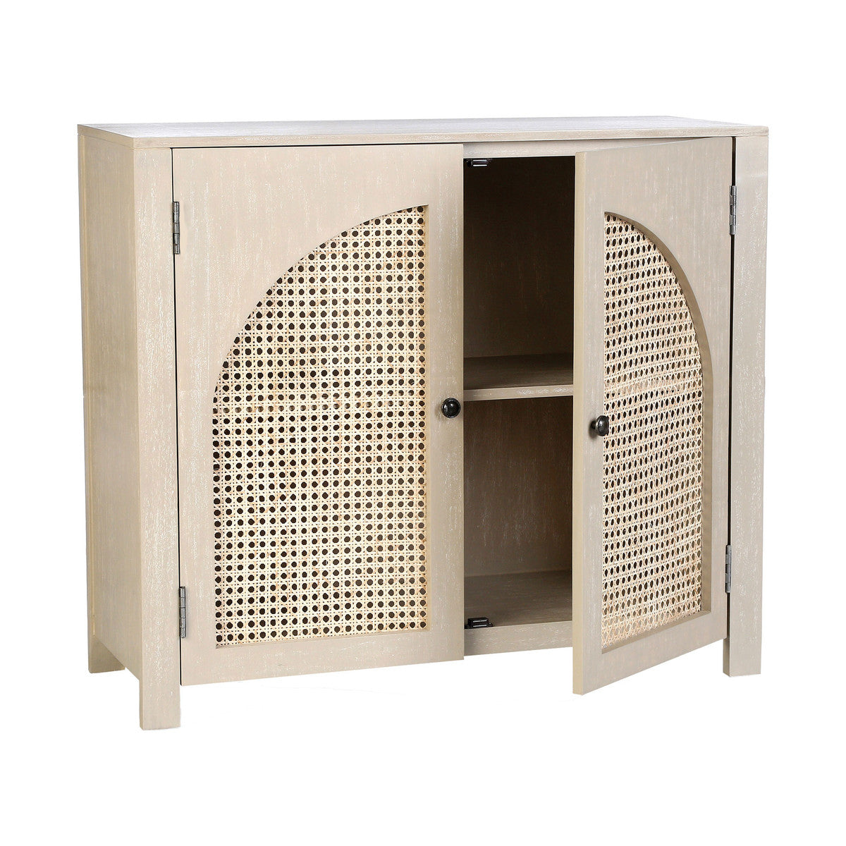 Modern Arched Cabinet in Whitewash