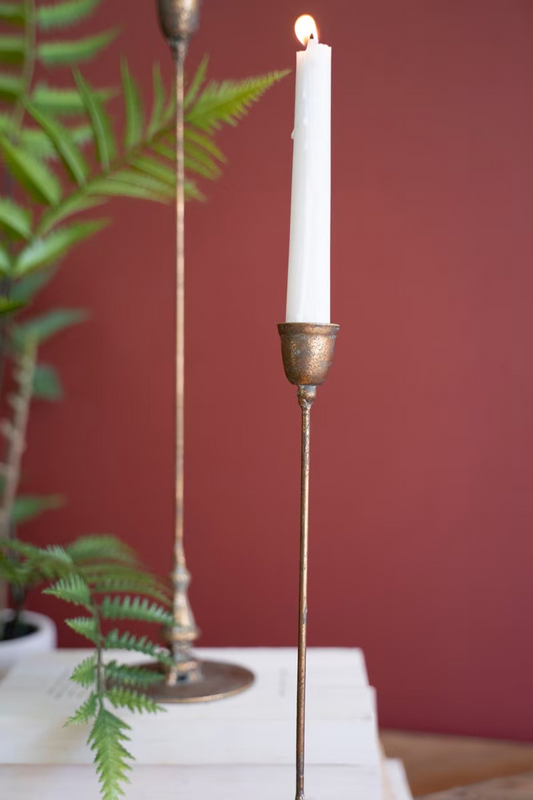 Tall Antique Brass Taper Holders