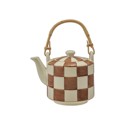 Stoneware Chestnut Check Teapot
