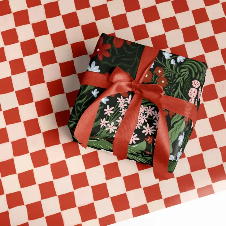 Floral & Check Wrapping Paper