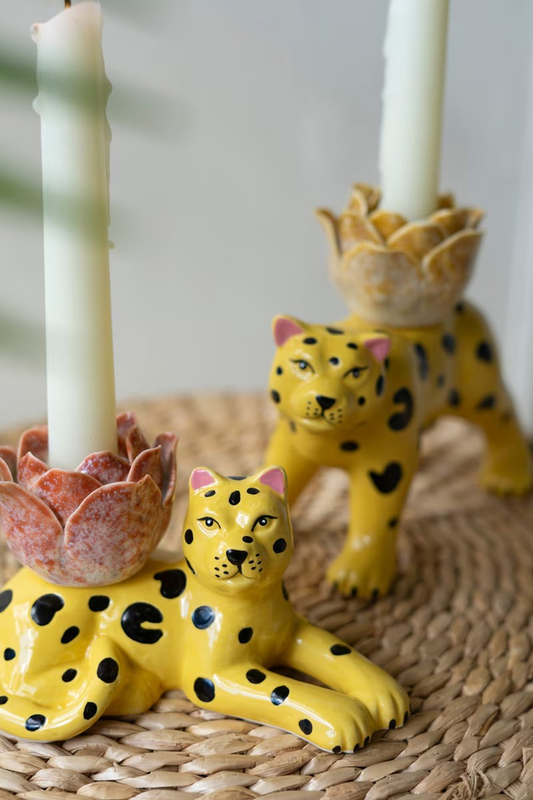 Cheetah Taper Holders - Set of 2