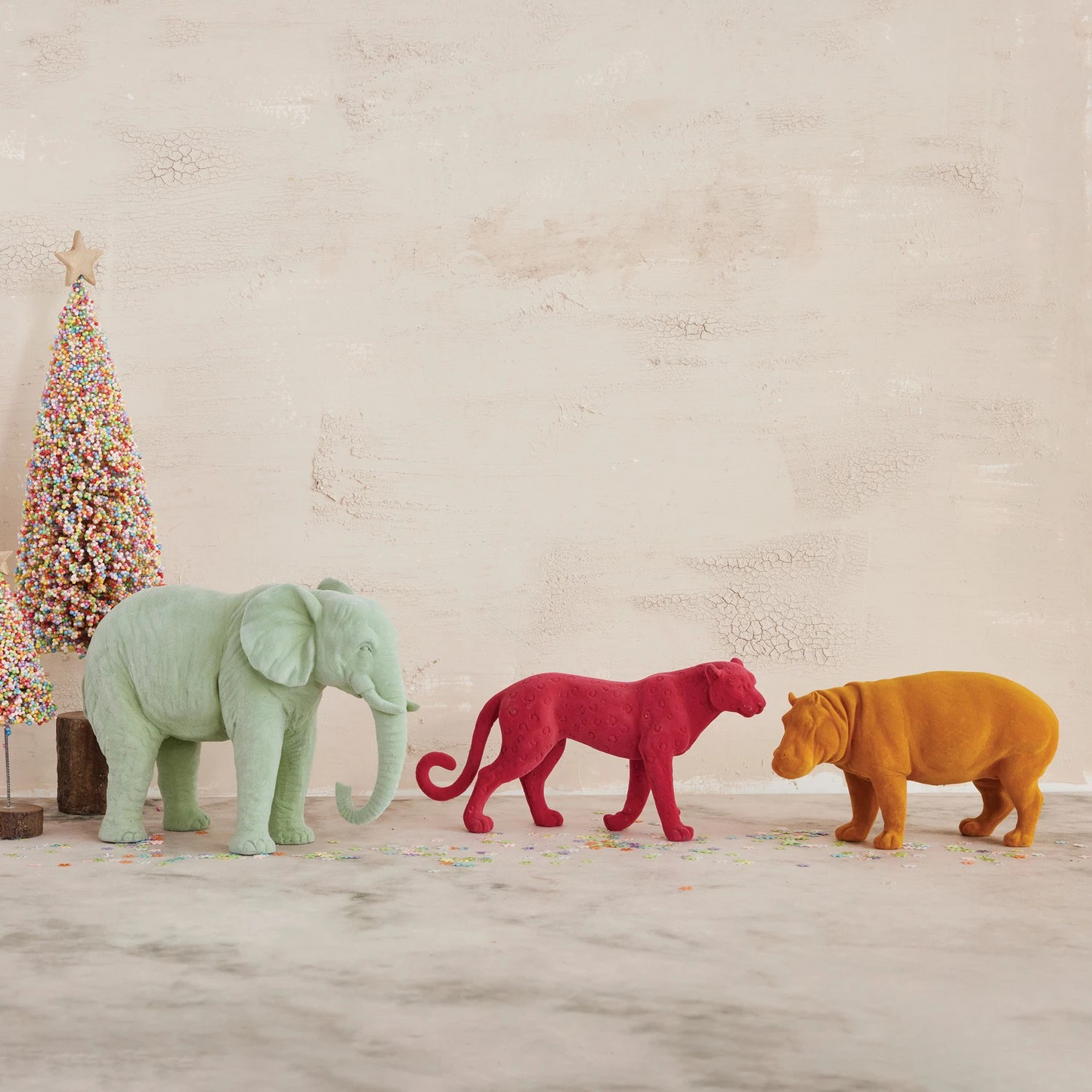 Flocked Mint Green Elephant