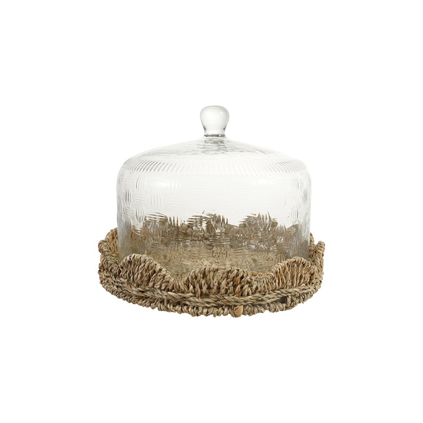 Scalloped Tray w/ Glass Cloche