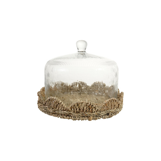 Scalloped Tray w/ Glass Cloche