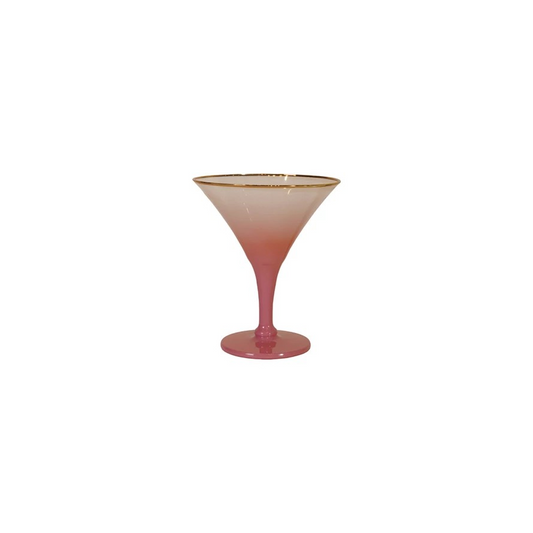 Pink Cocktail Glass w/ Gold Rim