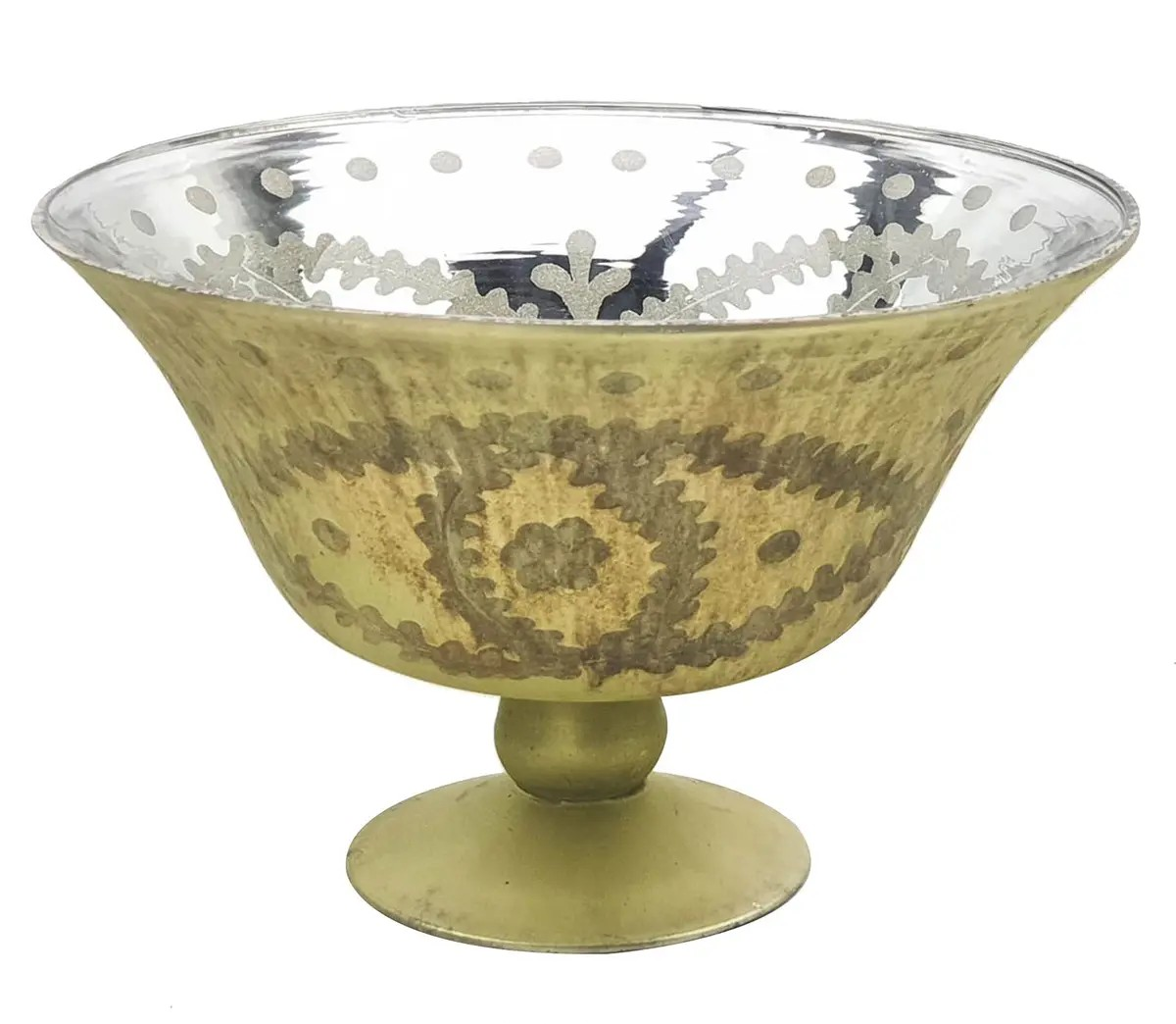 Antique Olive Etched Compote