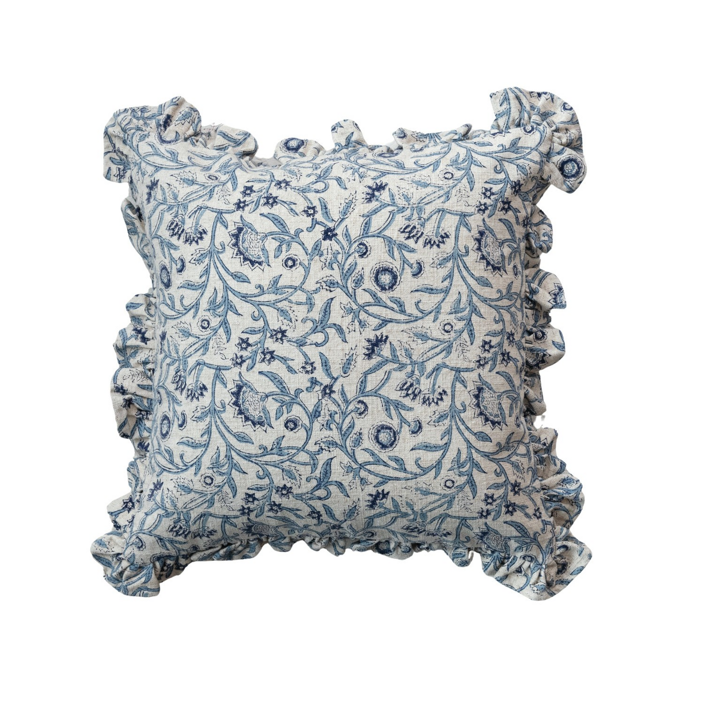 Blue & Cream Floral Pillow