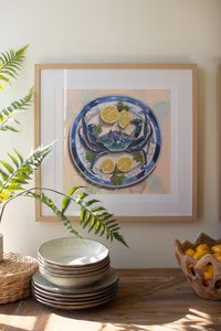 Framed Acrylic Blue Crab Painting