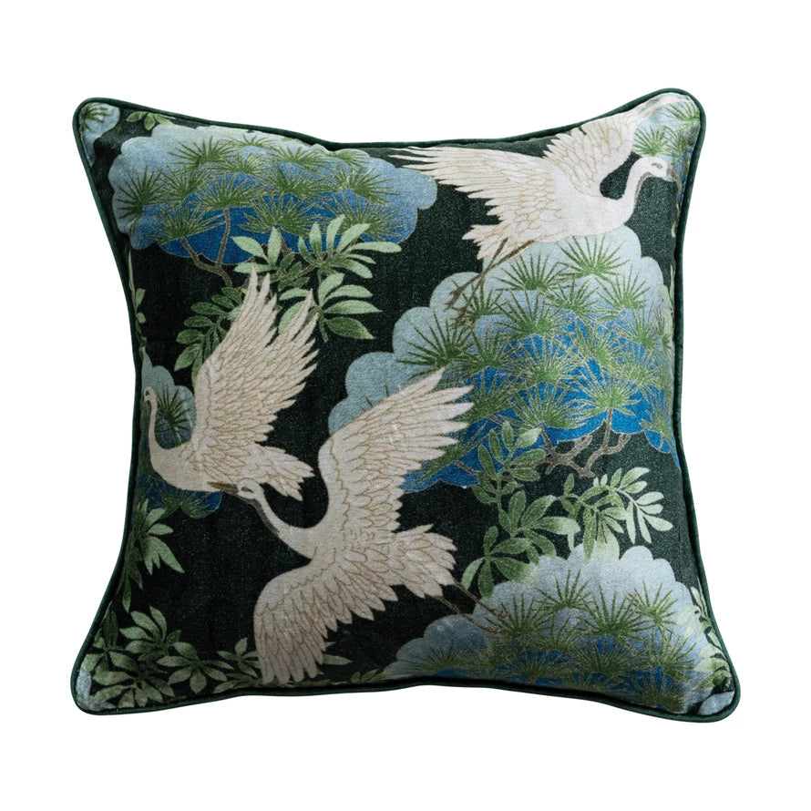 Velvet Crane Pillow