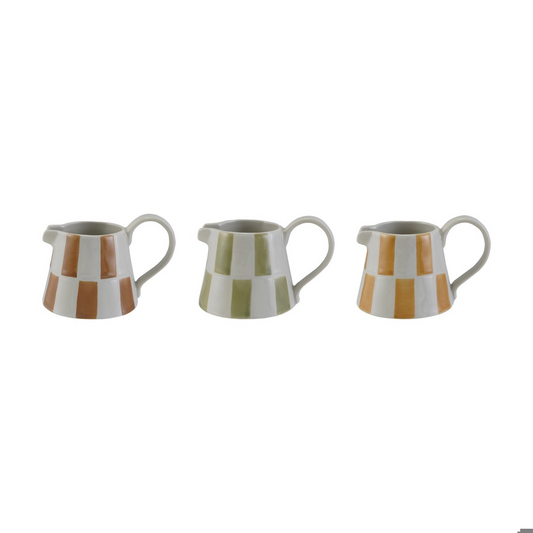 Stoneware Check Creamer