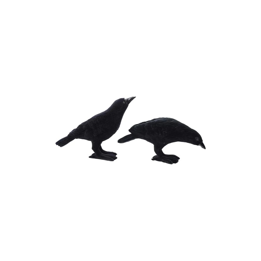 Flocked Resin Crow