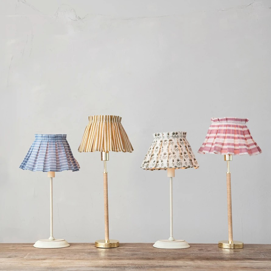 Box Pleated Clip on Lampshade w/ Removable Cover