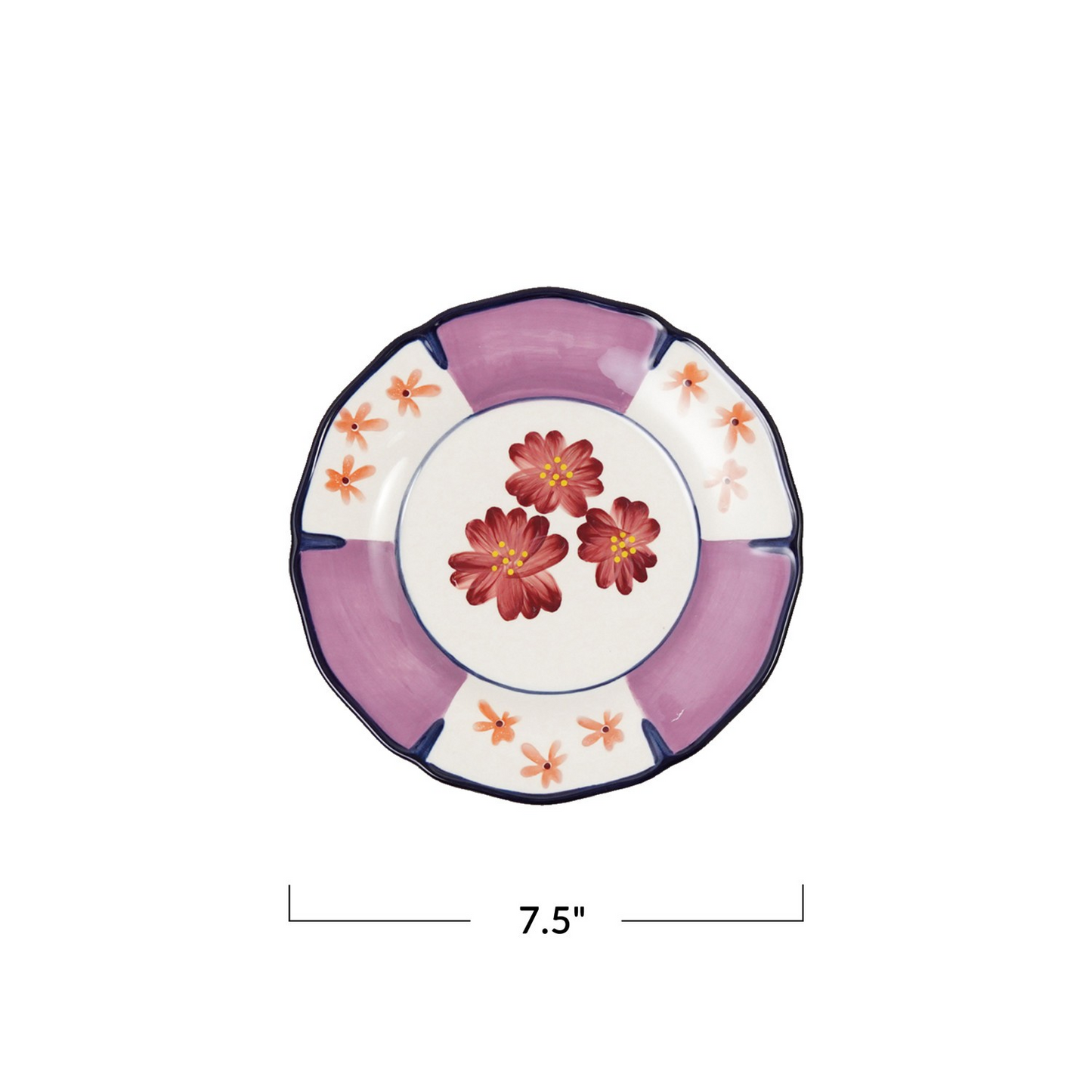 Hand-Painted Cottage Dessert Plate