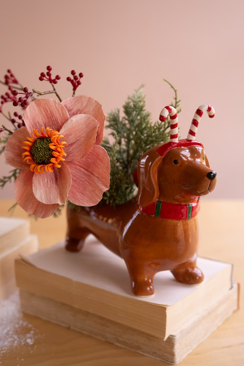 Christmas Dachshund Planter