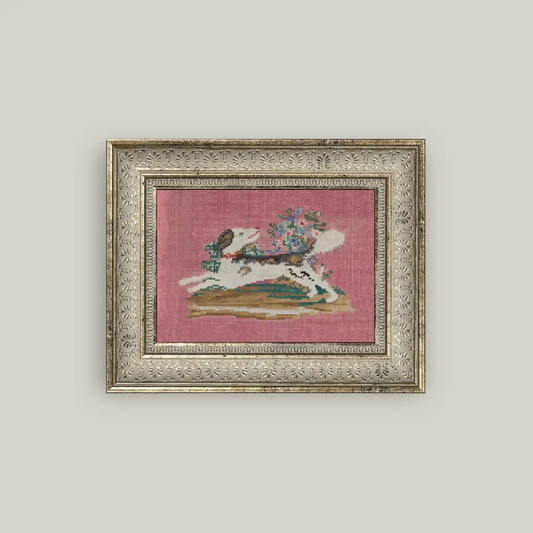 Embroidered Dog Framed Print