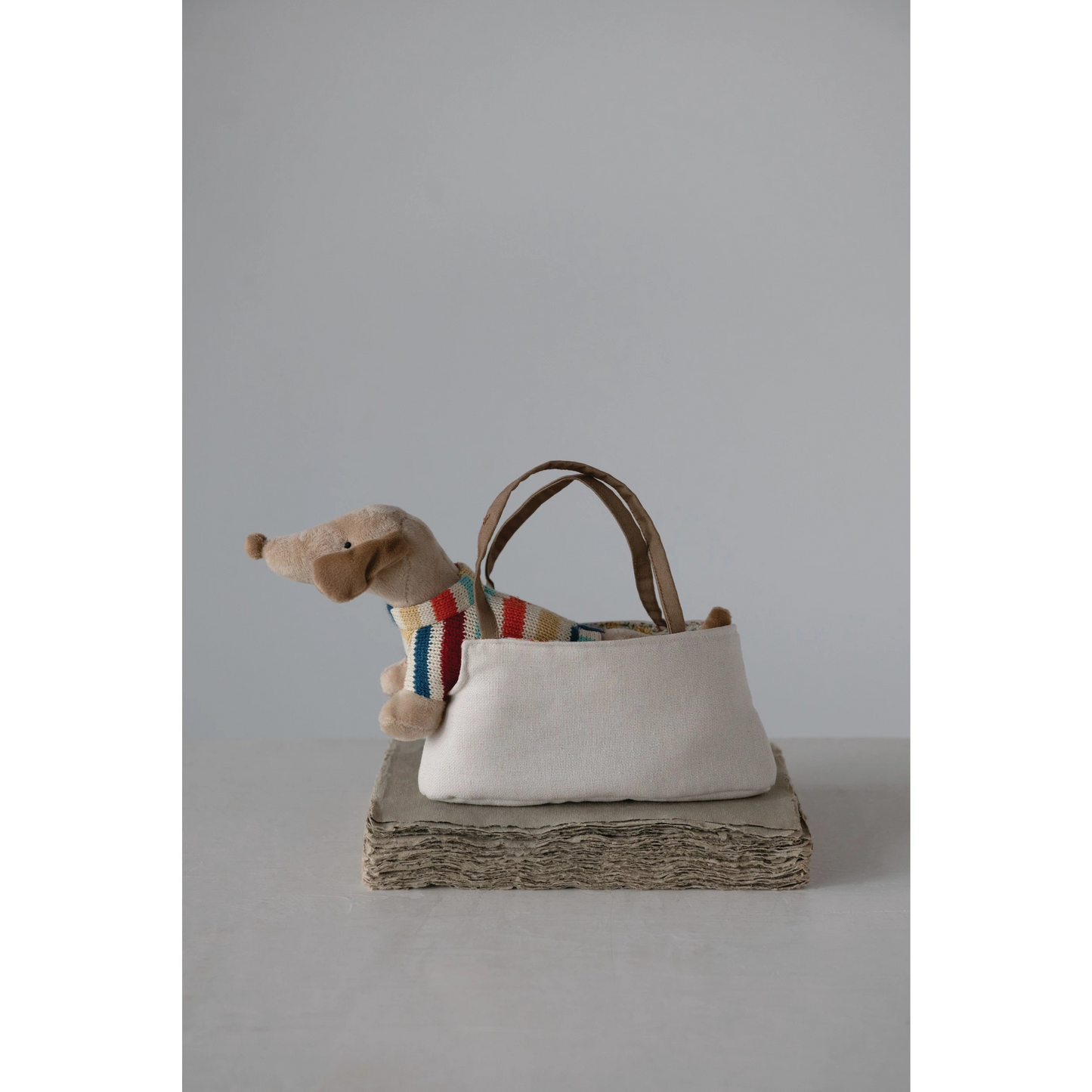 Kids Cotton Dachshund in Dog Carrier