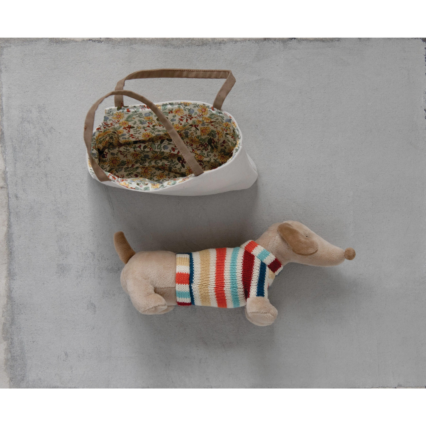 Kids Cotton Dachshund in Dog Carrier