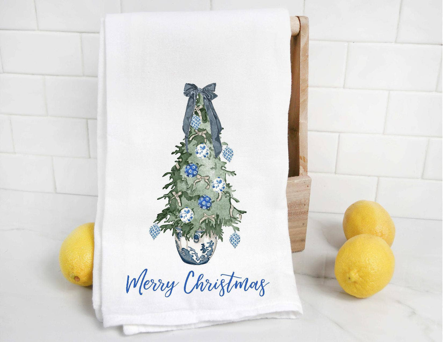 Chinoiserie Christmas Tree Tea Towel