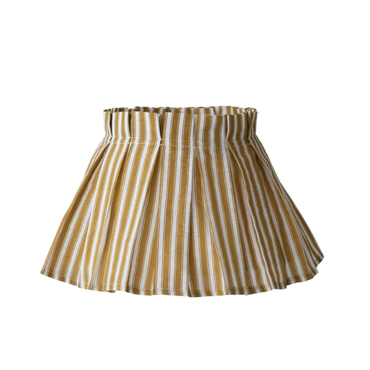 Mustard Stripe Box Pleated Clip-on Lampshade w/ Removable Cover