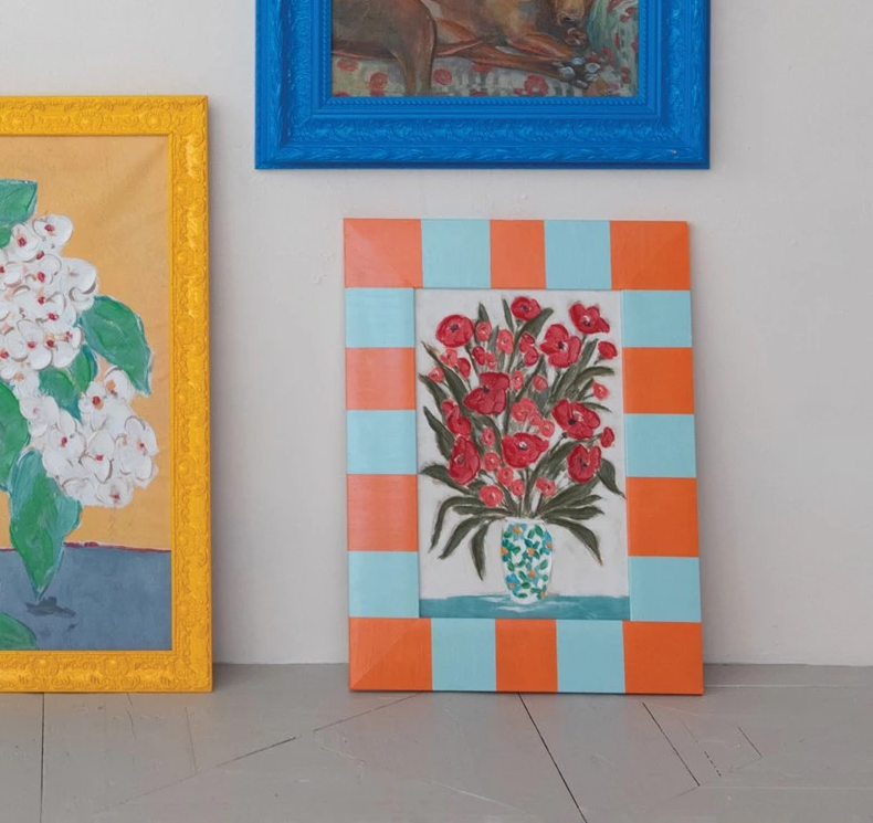 Floral Vase in Striped Frame