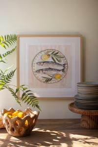 Framed Fish Dinner Painting
