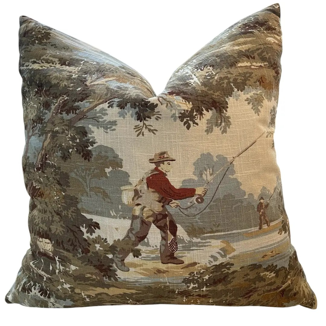 Lorna Fishing Scene Pillow