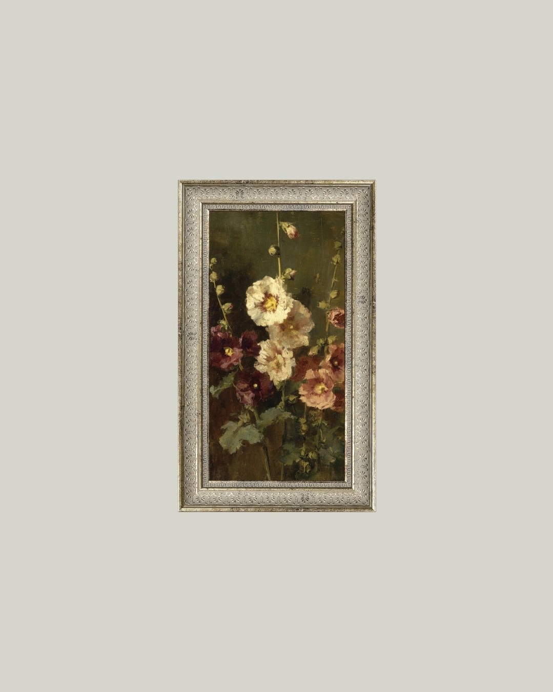 Late Summer Hollyhocks Framed Print