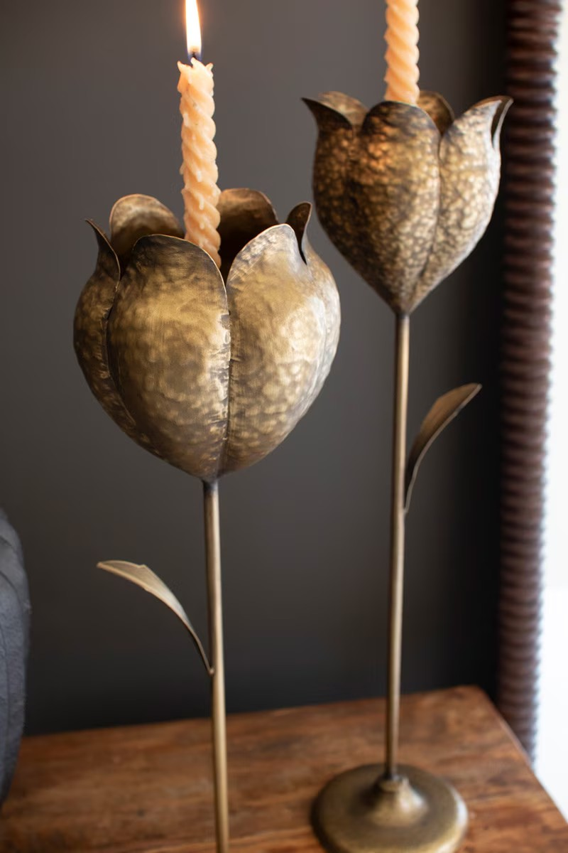 Brass Tulip Candlestick Holder