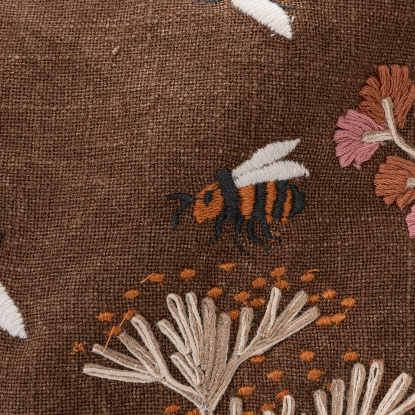 Embroidered Floral Garden Pillow