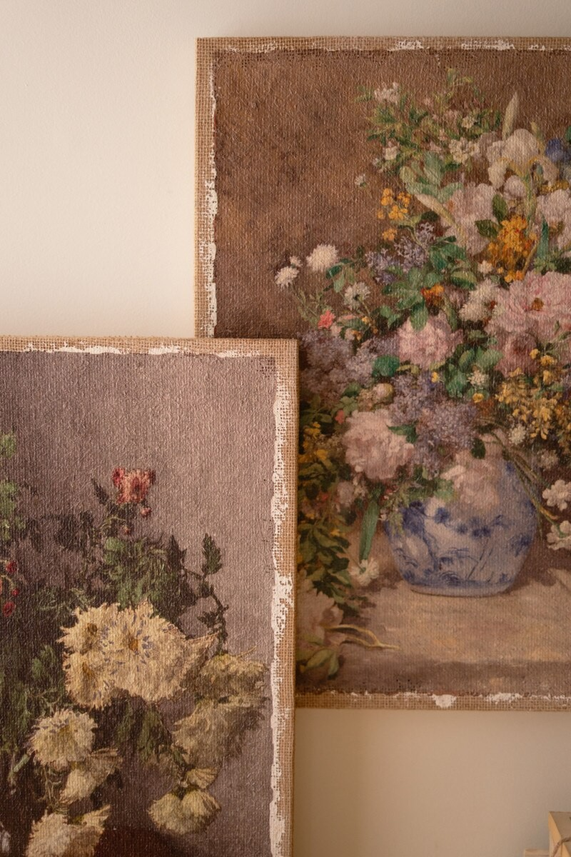 Floral Painting on Burlap