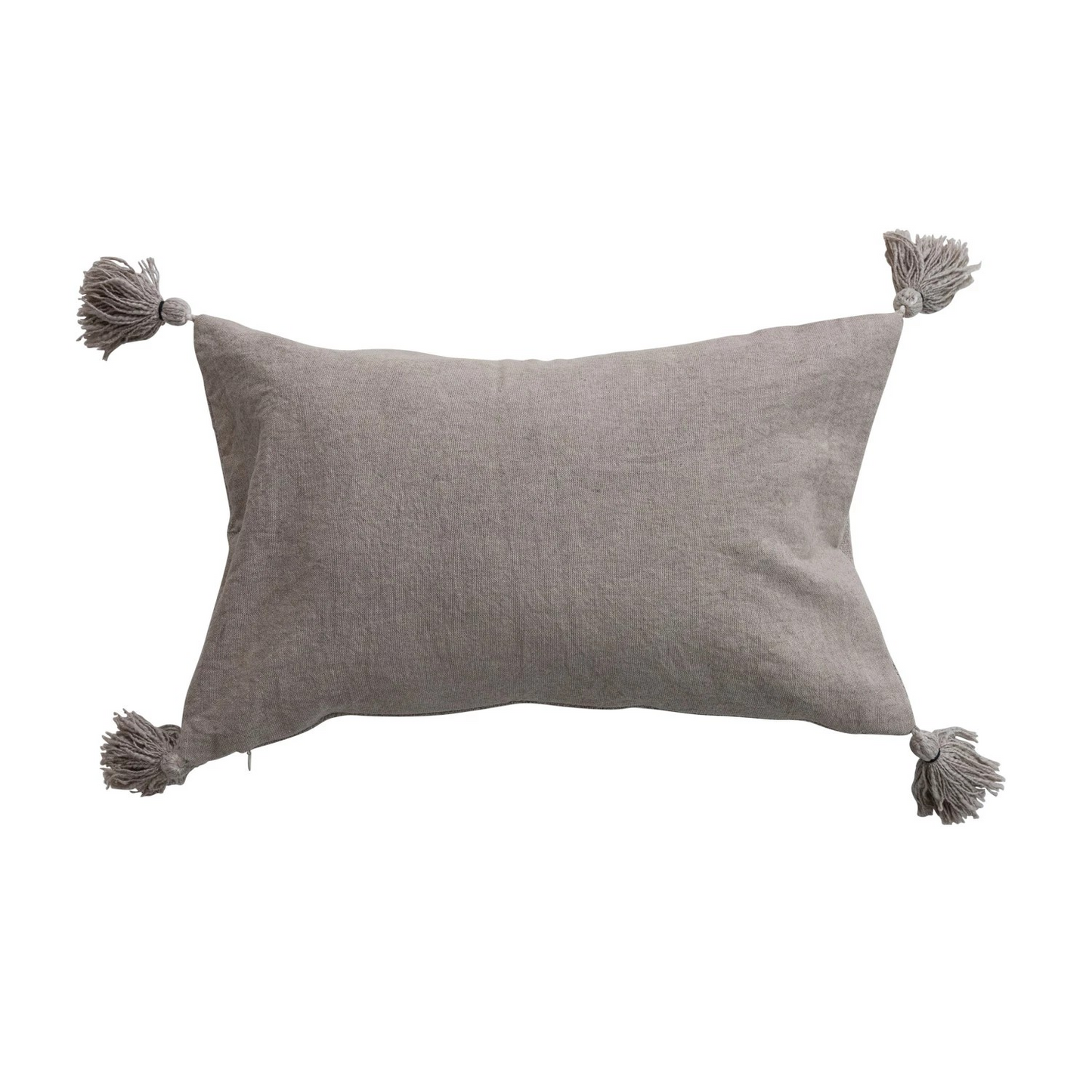 Taupe Floral Embroidered Lumbar Pillow