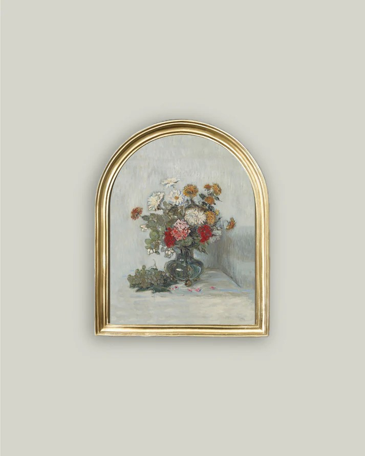 "Fleurs Et Raisins" in Arched Frame