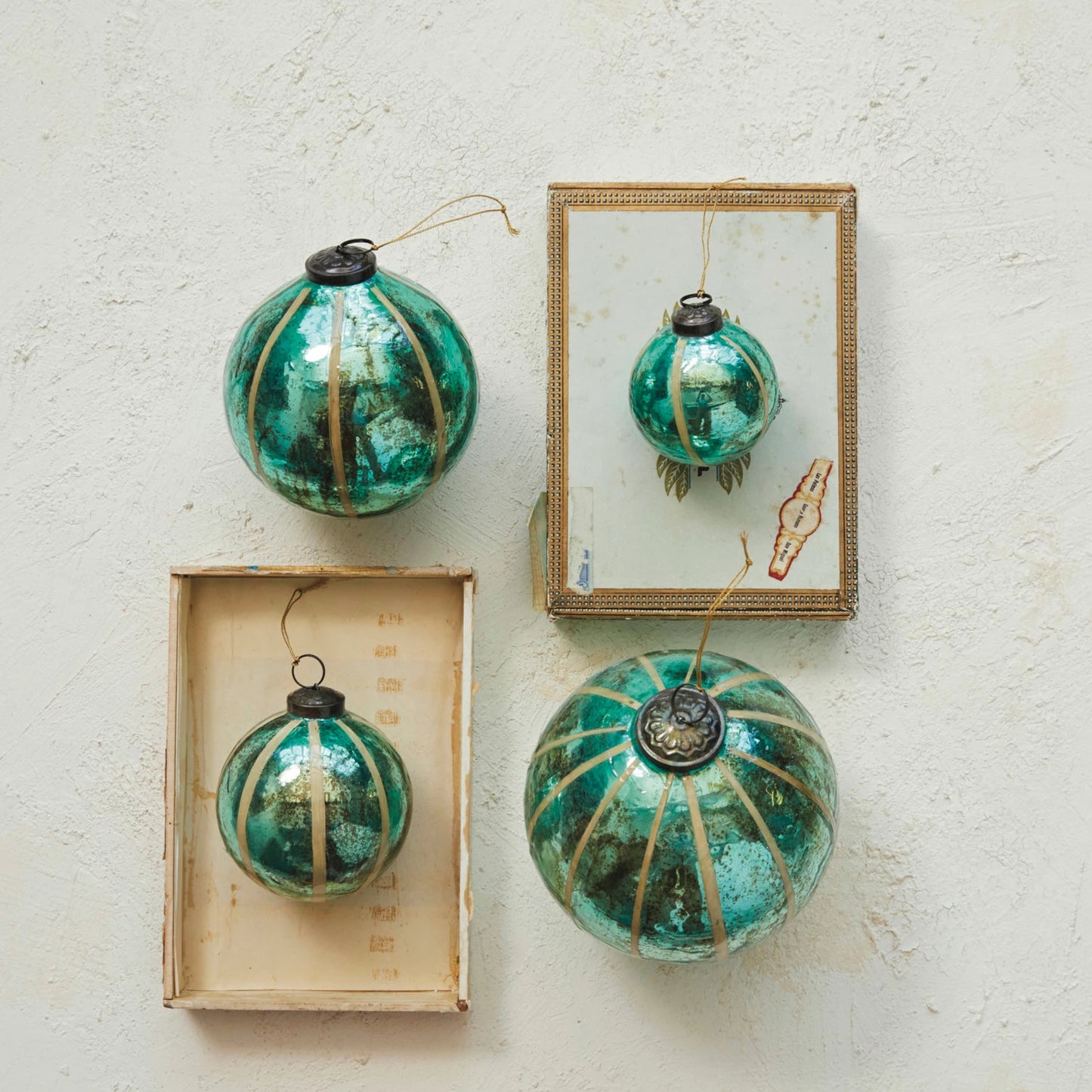 Green Stripped Glass Ornament