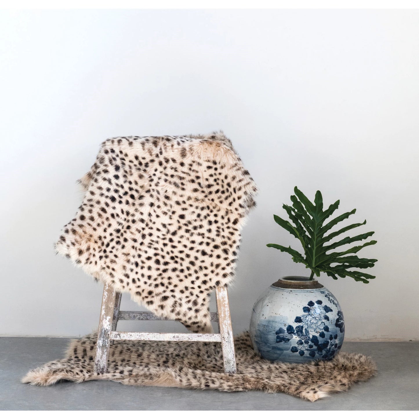 Goat Fur Rug, with Leopard Print