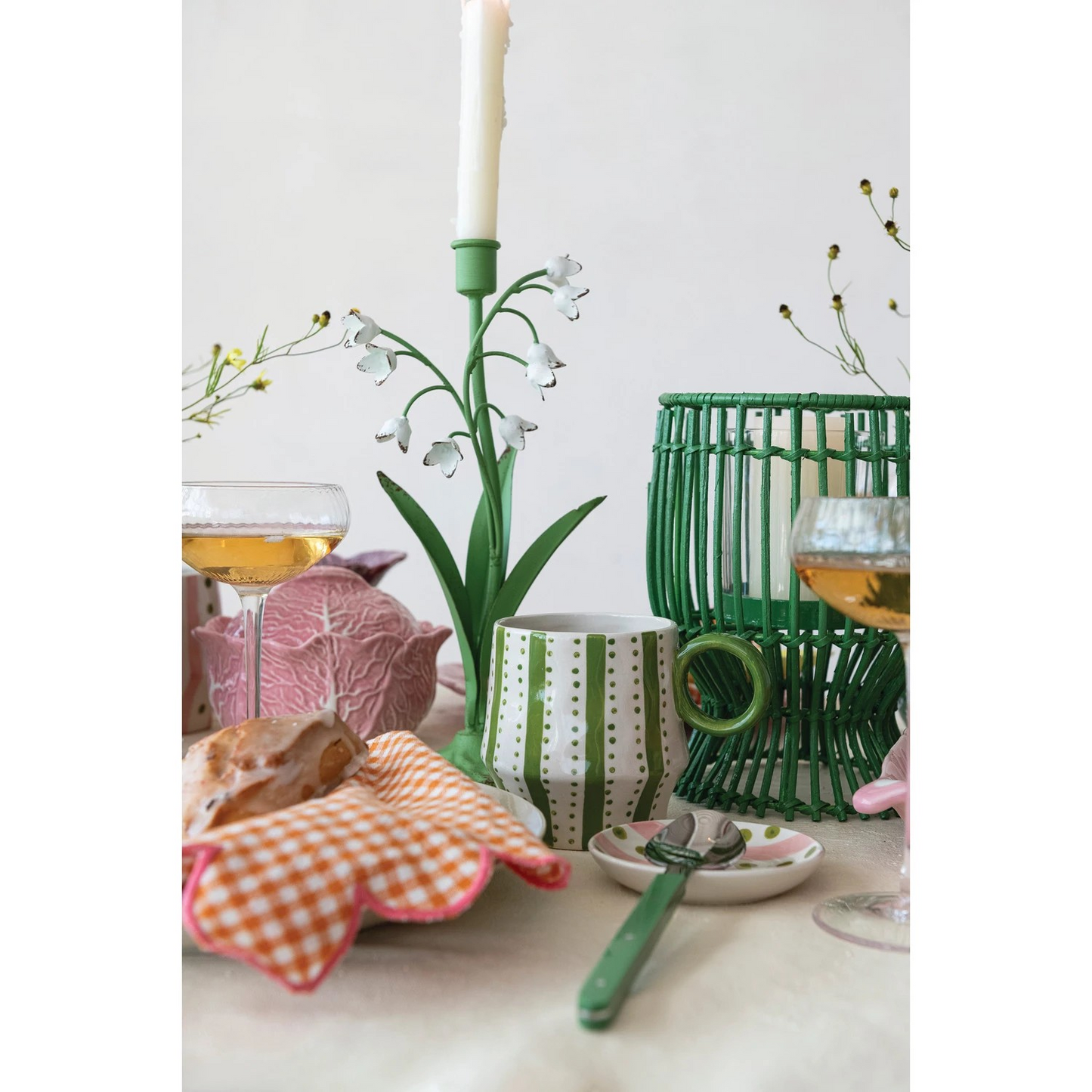 Green Rattan Lantern