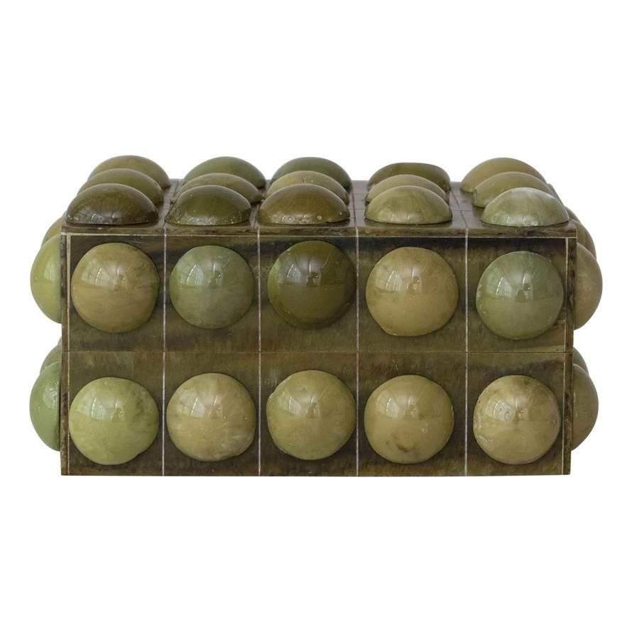 Olive Handmade Marbled Bobbin Box