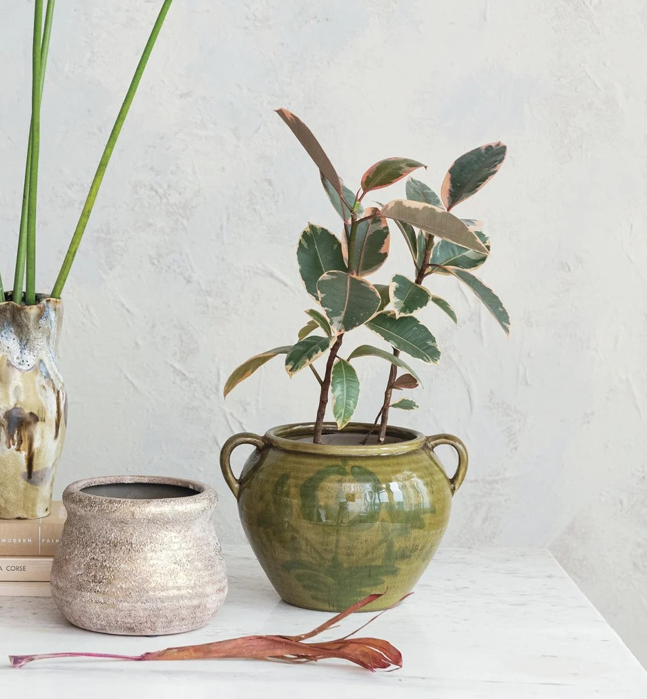 Hand-Painted Terra-Cotta Urn