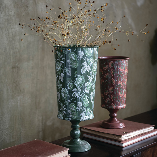 Metal Footed Floral Vase