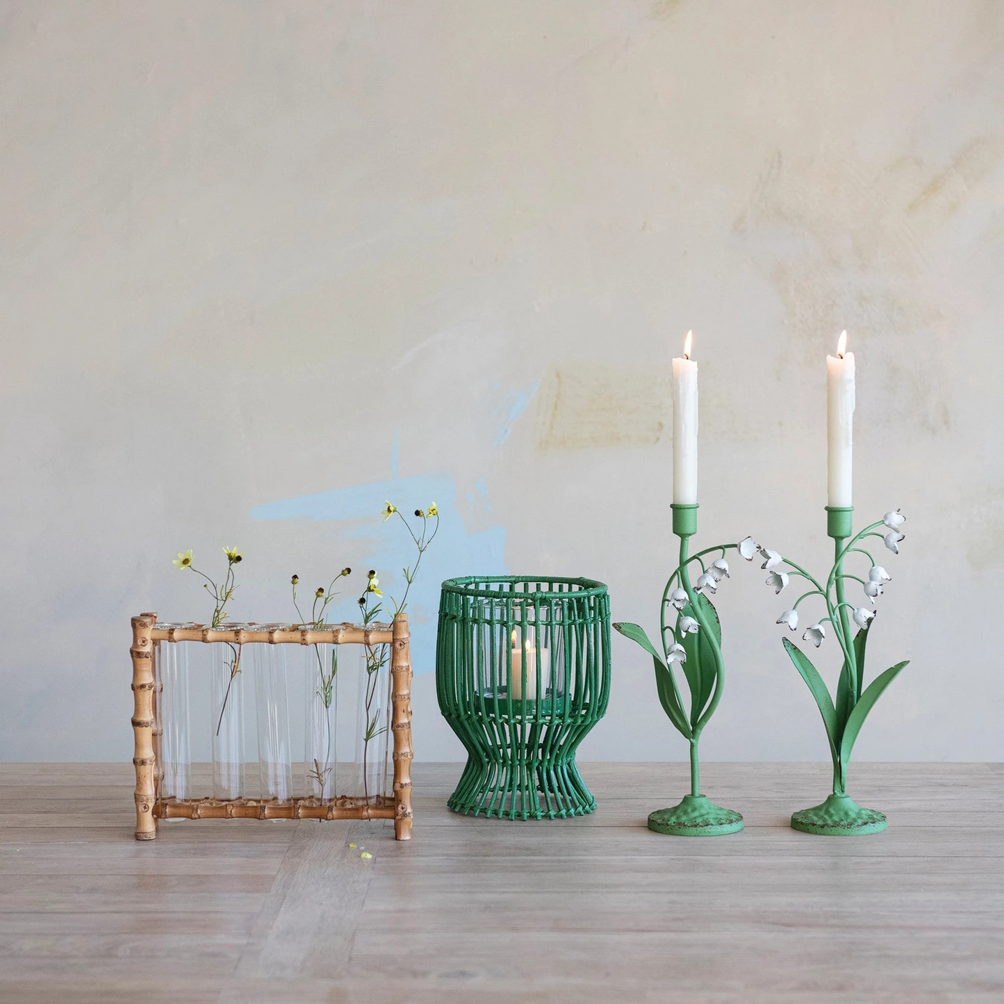 Green Rattan Lantern