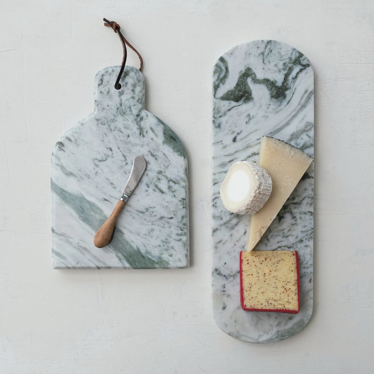 Green Marble Cheese Board w/ Knife