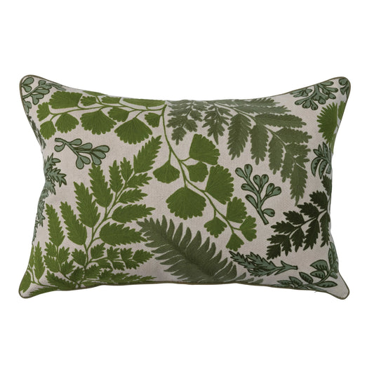 Embroidered Botanical Pillow