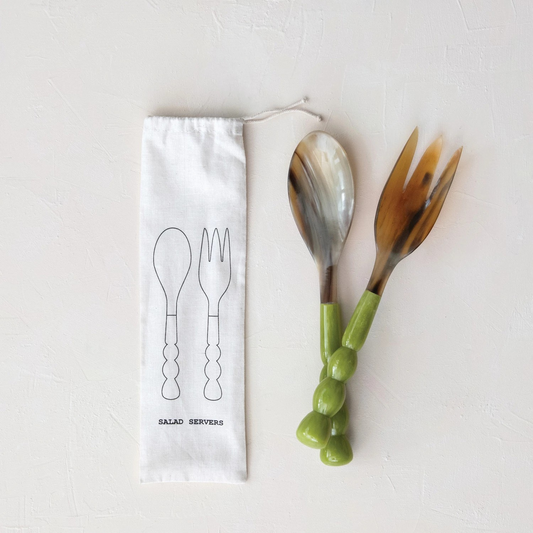 Natural Horn Salad Server