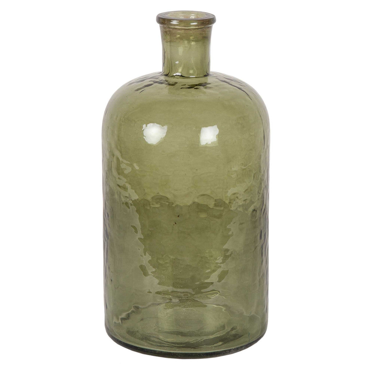 Hammered Green Glass Vase