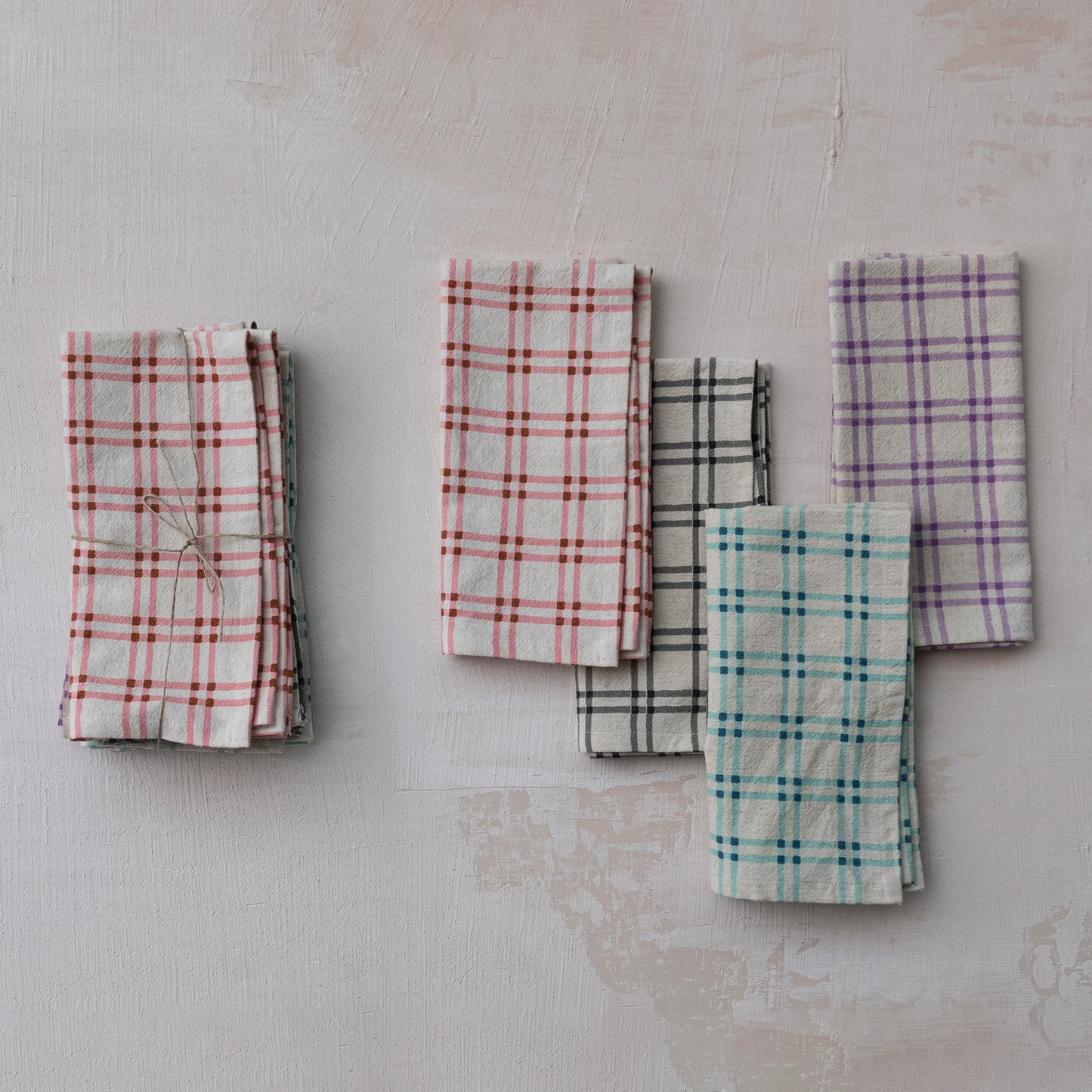 Cotton Grid Print Napkins