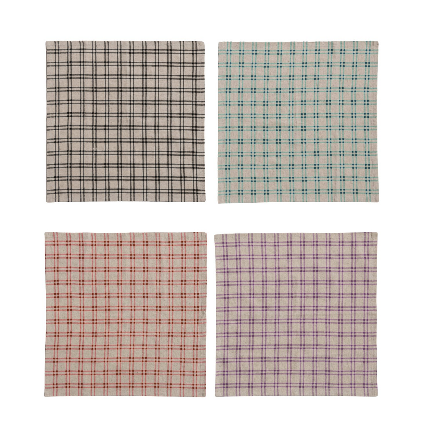 Cotton Grid Print Napkins