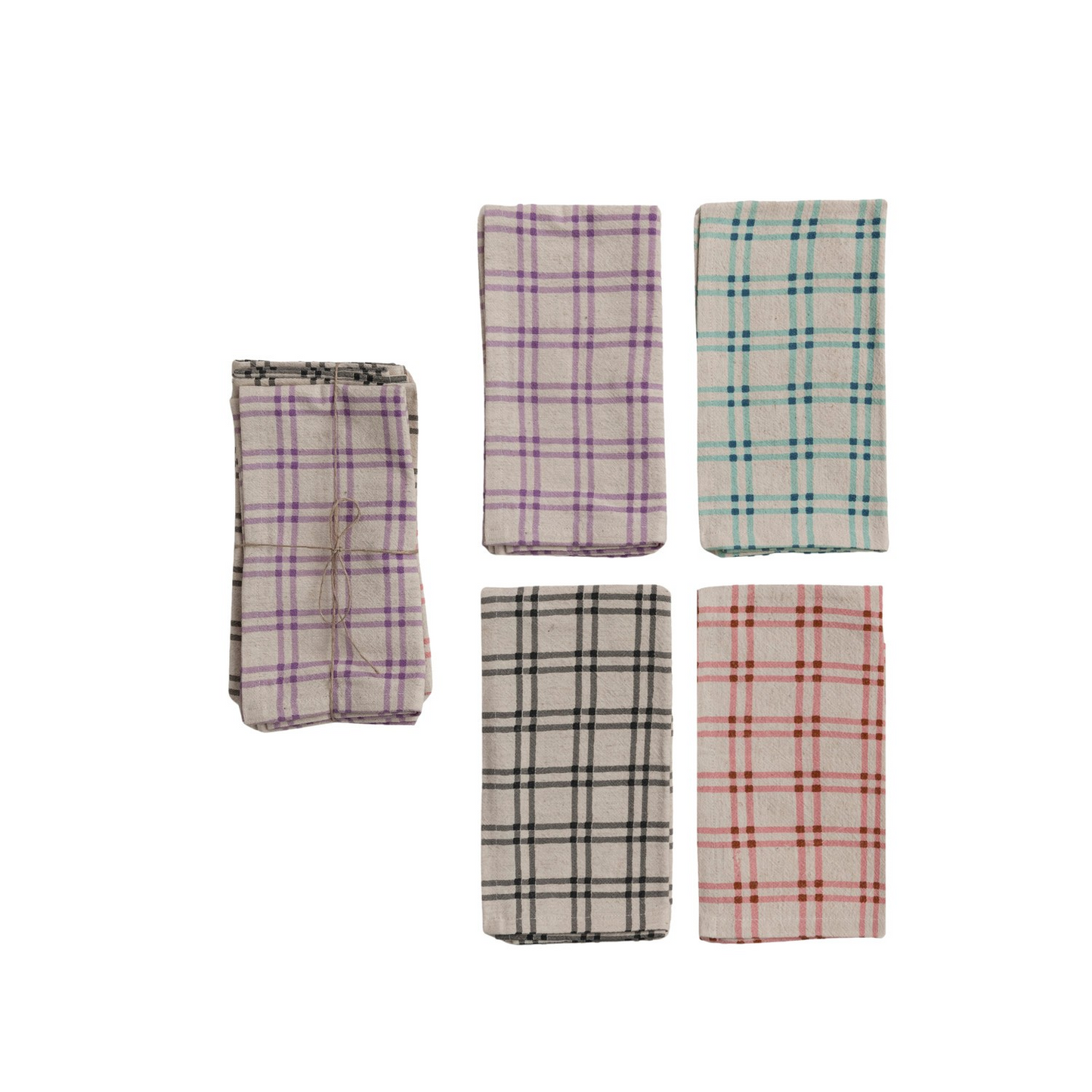Cotton Grid Print Napkins