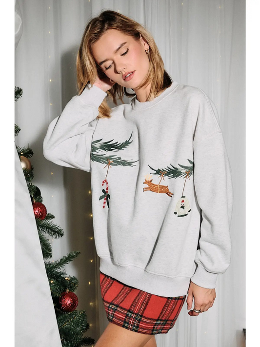 Embroidered Christmas Ornament Sweatshirt