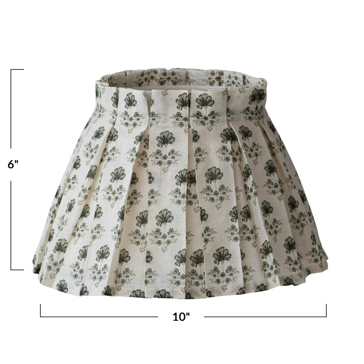 Block Print Box Pleated Clip-on Lampshade w/ Removable Cover