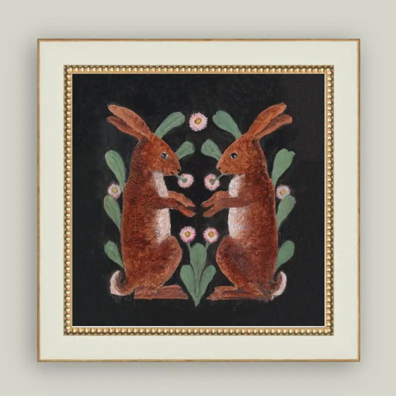 Two Hares Framed Print